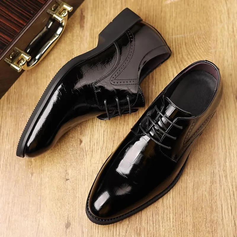 Men's Classic Lace Up Oxford Shoes - Genuine Leather Pointed Toe Dress Shoes for Business & Formal Occasions