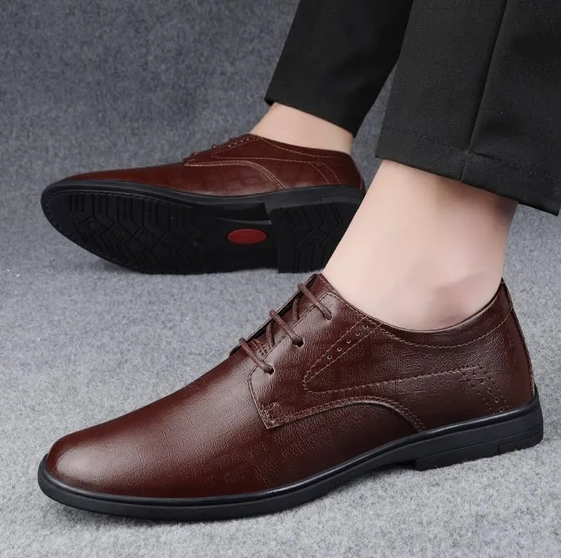 Men's Classic Lace-Up Oxfords Shoes Genuine Leather Business Wedding & Office Dress Shoes for Men