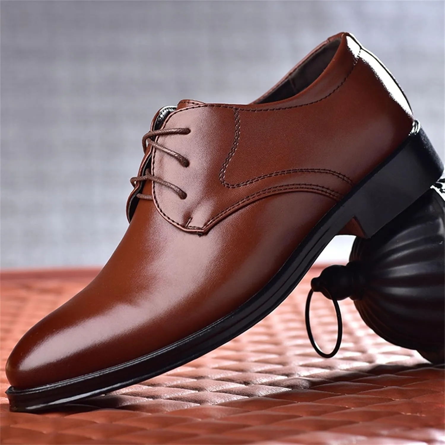 Men's Classic Matte Upper Oxfords Business Formal Lace Up Leather Lace Up Dress Shoes for Men