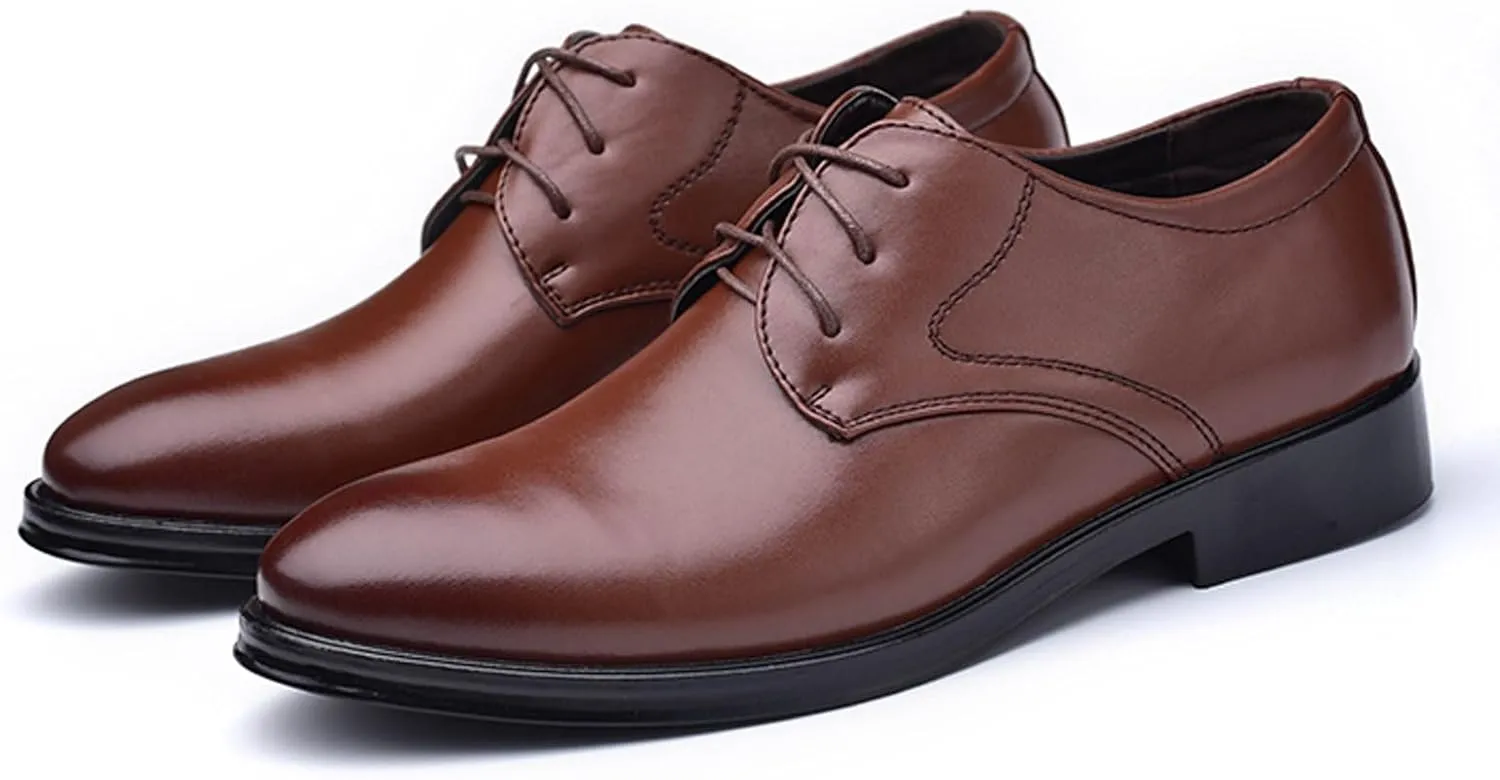 Men's Classic Matte Upper Oxfords Business Formal Lace Up Leather Lace Up Dress Shoes for Men