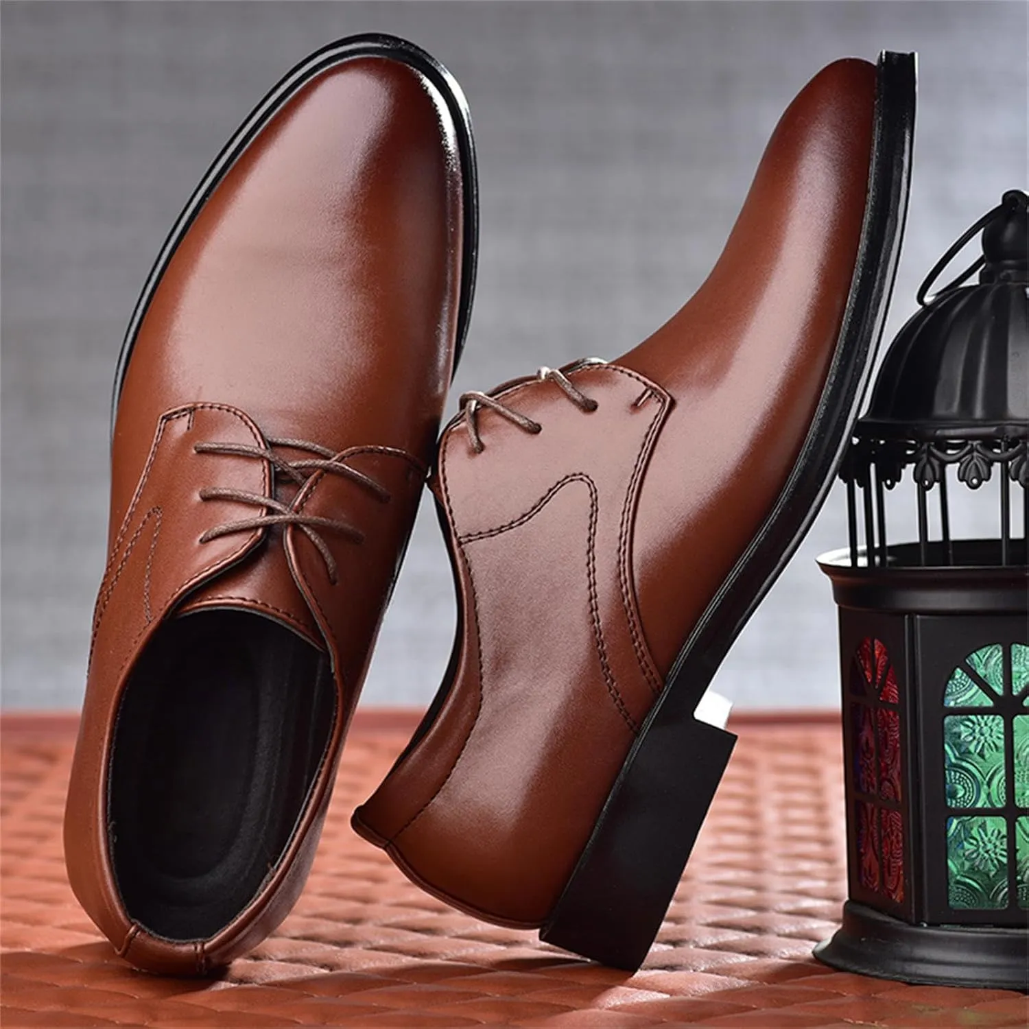 Men's Classic Matte Upper Oxfords Business Formal Lace Up Leather Lace Up Dress Shoes for Men