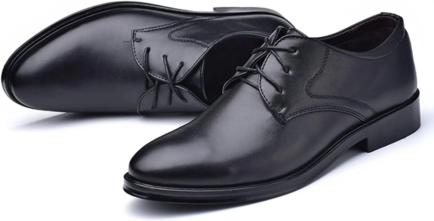 Men's Classic Matte Upper Oxfords Business Formal Lace Up Leather Lace Up Dress Shoes for Men