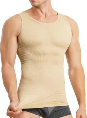 Mens Compression Shirt Slimming Body Shaper Vest Sleeveless Waist Trainer Workout Tank Top Tummy Control Shapewear