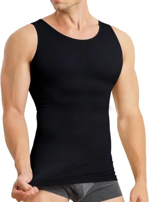 Mens Compression Shirt Slimming Body Shaper Vest Sleeveless Waist Trainer Workout Tank Top Tummy Control Shapewear