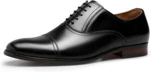 Men's Dress Shoes Leather Cap Toe Lace-up Oxfords
