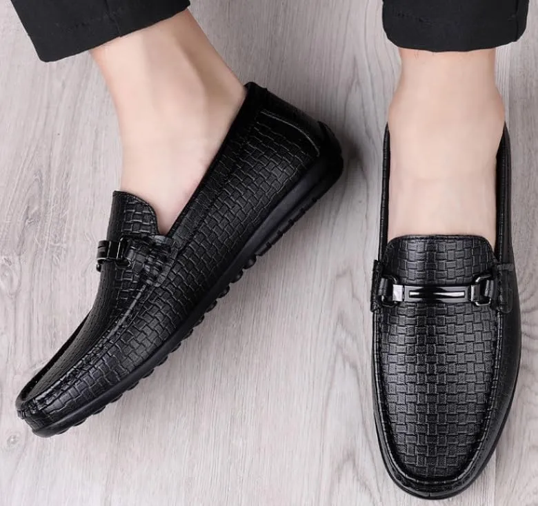 Men's Fashion Slip-on Loafers Luxury Round Toe Dress Shoes Non-Slip Business Work Casual Derby Shoes for Men