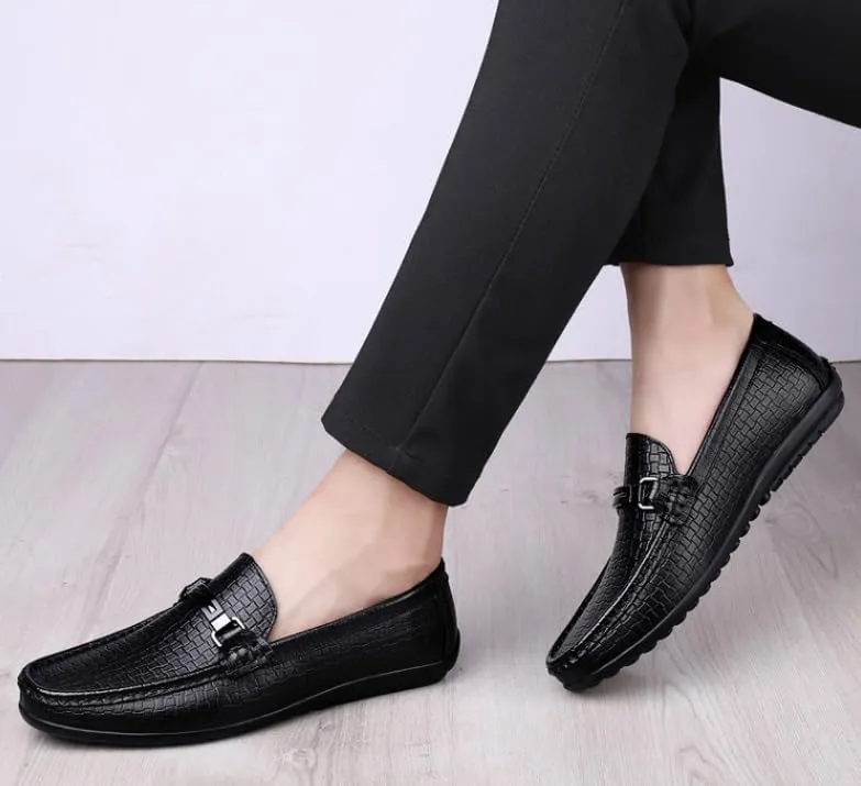 Men's Fashion Slip-on Loafers Luxury Round Toe Dress Shoes Non-Slip Business Work Casual Derby Shoes for Men