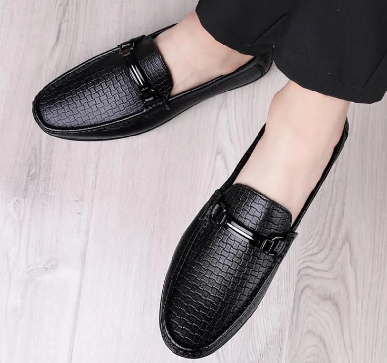 Men's Fashion Slip-on Loafers Luxury Round Toe Dress Shoes Non-Slip Business Work Casual Derby Shoes for Men