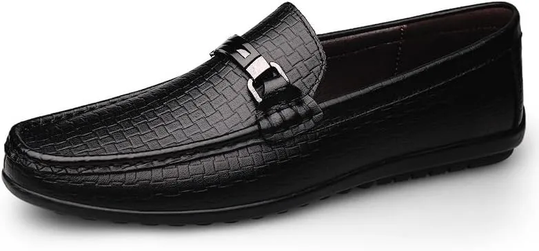 Men's Fashion Slip-on Loafers Luxury Round Toe Dress Shoes Non-Slip Business Work Casual Derby Shoes for Men