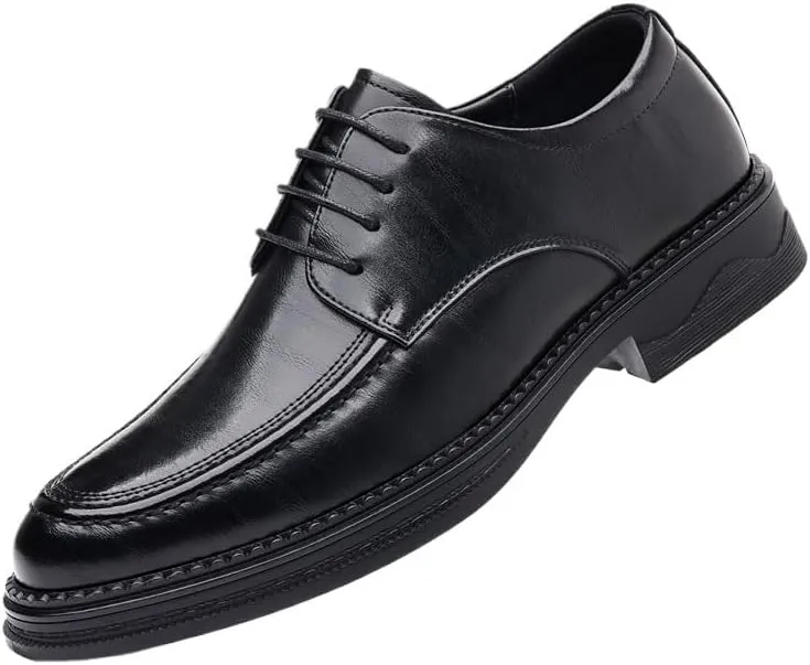Men's Genuine Leather Dress Shoes Mens Breathable Low Oxford Comfortable Business Lace Up Derby Shoes