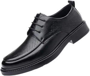 Men's Genuine Leather Lace-up Oxfords Shoes Mens Breathable Business Formal Dress Shoes Wedding Derby Shoes for Men