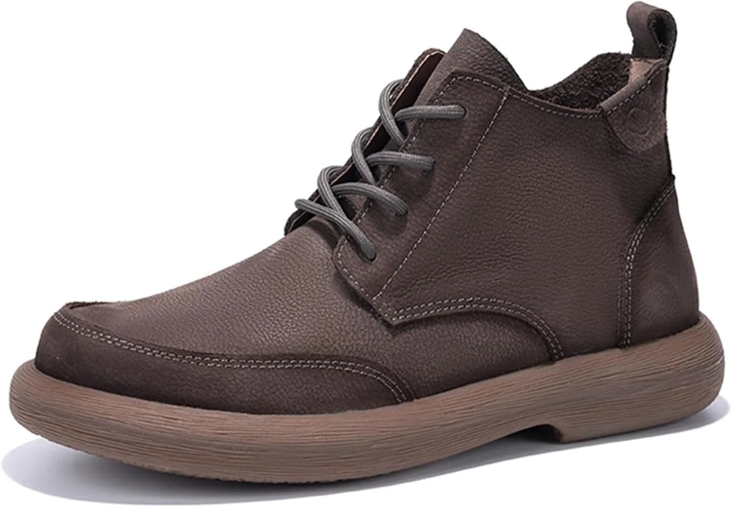 Mens Lace Up Cowboy Boots, Casual Fashion Wide Ankle Western Chukka Shoes Slip On Chelsea Wedge Boots, Comfortable Round Toe Retro Stylich