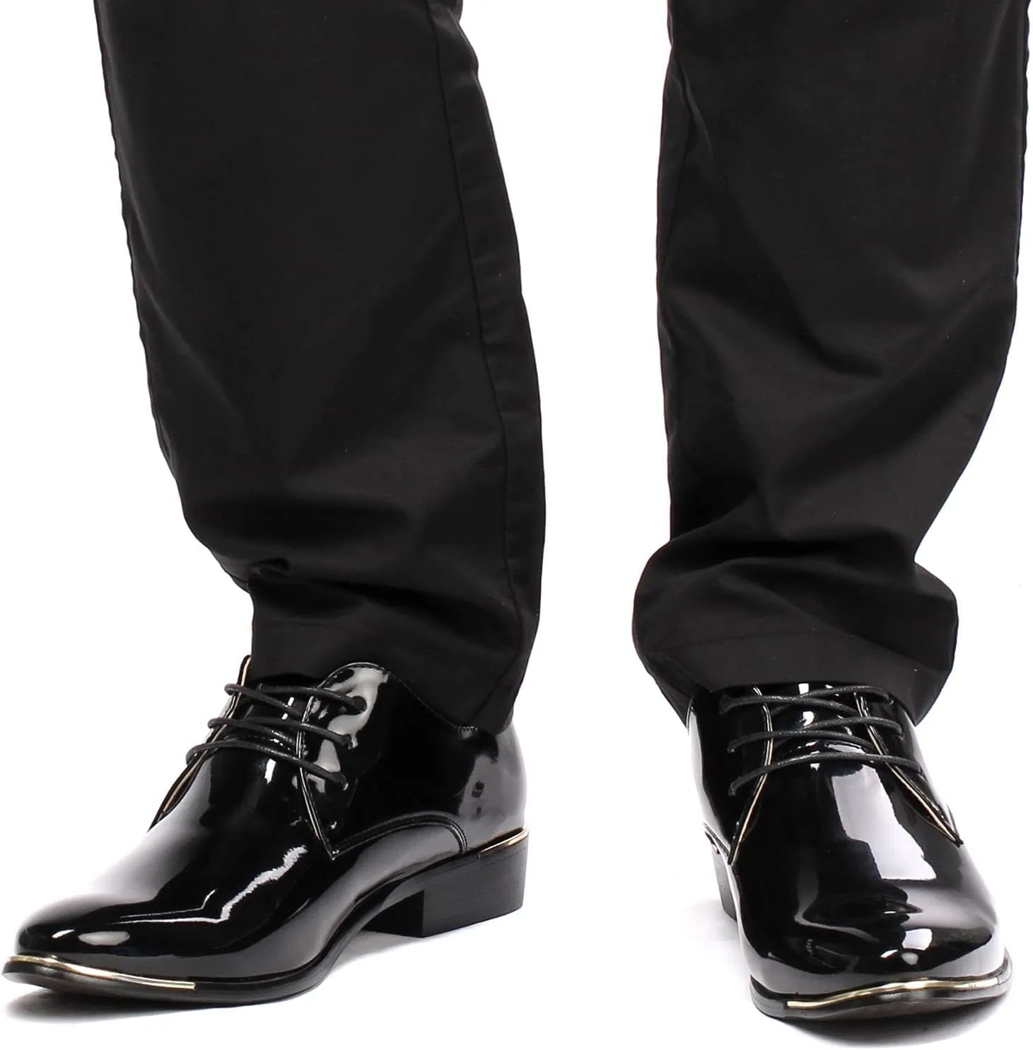 Men's Lace-Up Oxford Patent Leather Pointed Toe Business Formal Wedding Dress Shoes
