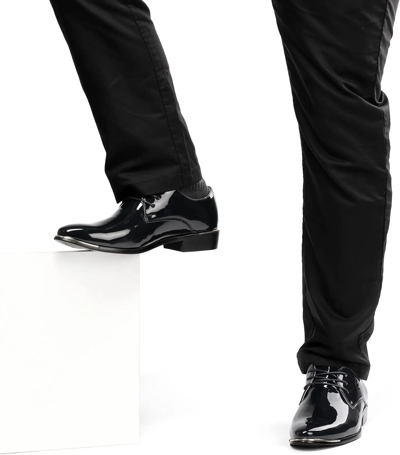 Men's Lace-Up Oxford Patent Leather Pointed Toe Business Formal Wedding Dress Shoes