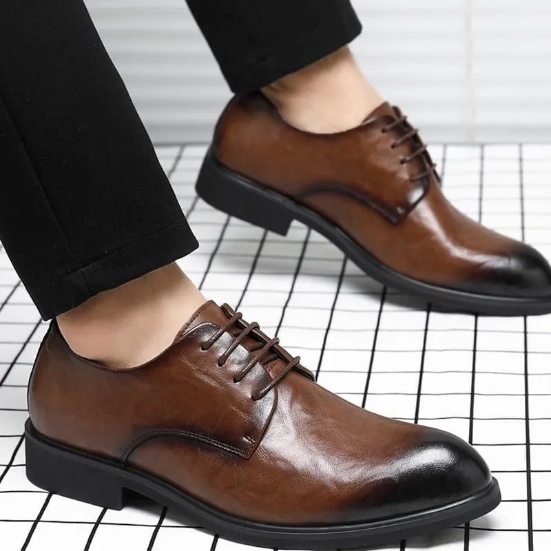 Men's Leather Oxford Lightweight Dress Shoes Fashion Sneakers Business Casual Derby Shoe for Men