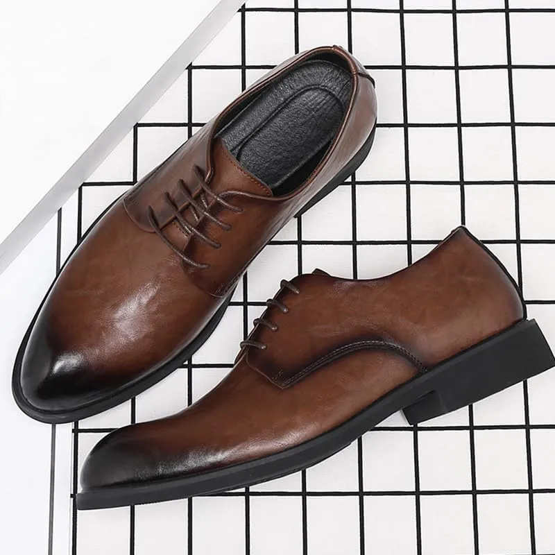 Men's Leather Oxford Lightweight Dress Shoes Fashion Sneakers Business Casual Derby Shoe for Men