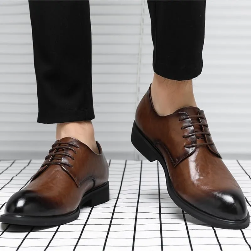 Men's Leather Oxford Lightweight Dress Shoes Fashion Sneakers Business Casual Derby Shoe for Men