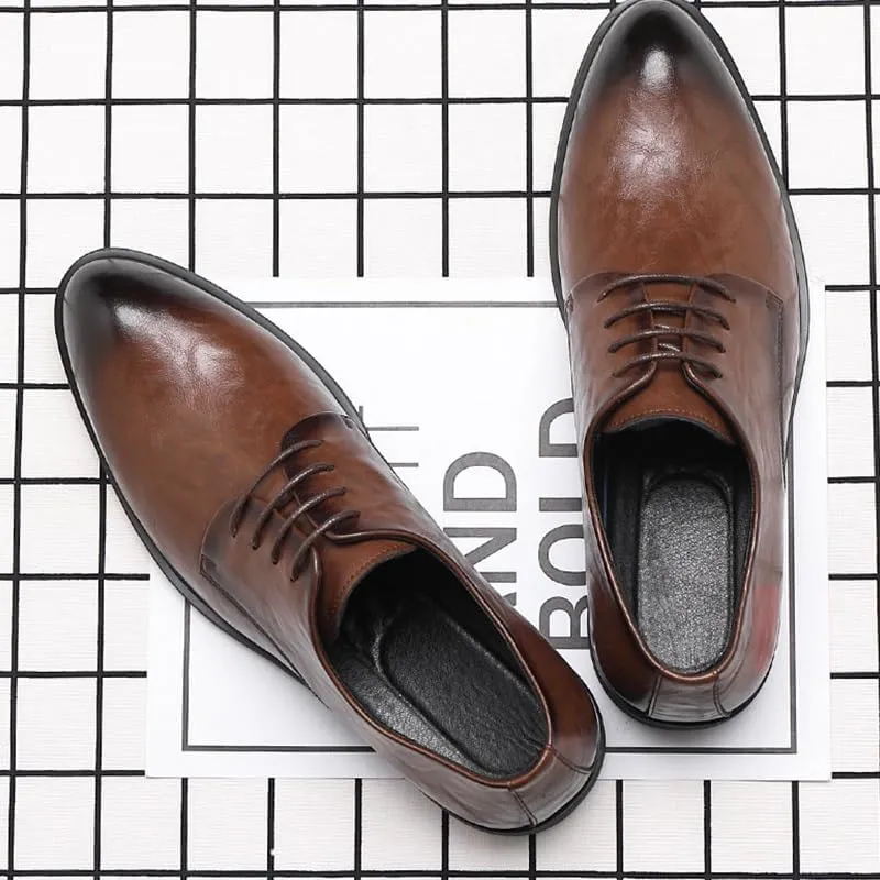 Men's Leather Oxford Lightweight Dress Shoes Fashion Sneakers Business Casual Derby Shoe for Men