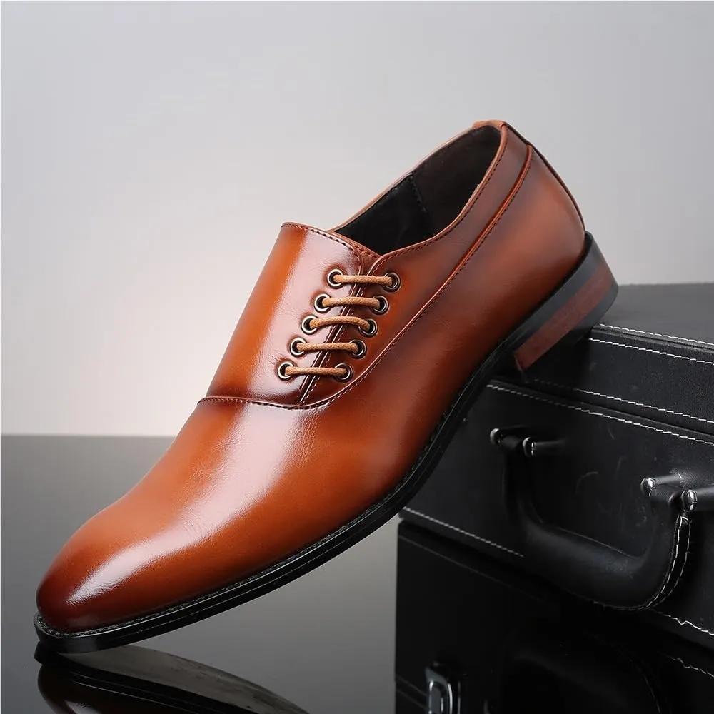 Men's Orthopedic Dress Shoes Handmade Leather Lace Up Oxford Business Formal Shoes Comfortable Bullock Style