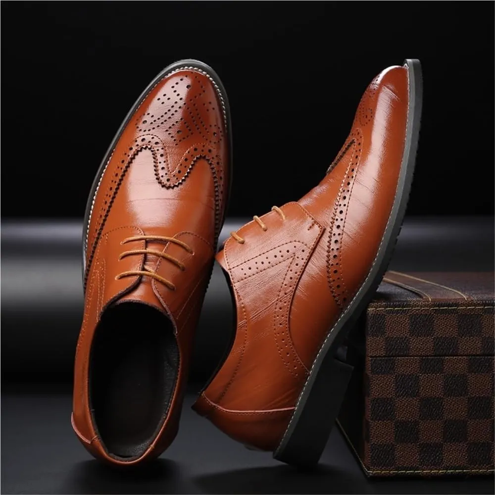 Mens Oxford Dress Shoes Casual Comfort Orthopedic Lace Up Brogue Wingtip Platform Classic Shoes for Men Stylish