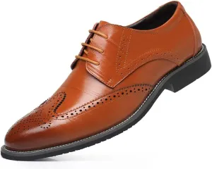 Mens Oxford Dress Shoes Casual Comfort Orthopedic Lace Up Brogue Wingtip Platform Classic Shoes for Men Stylish