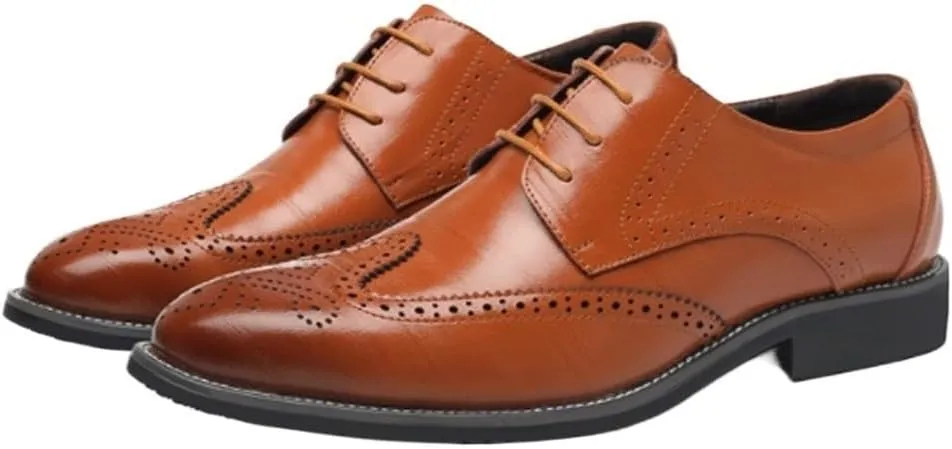 Mens Oxford Dress Shoes Casual Comfort Orthopedic Lace Up Brogue Wingtip Platform Classic Shoes for Men Stylish