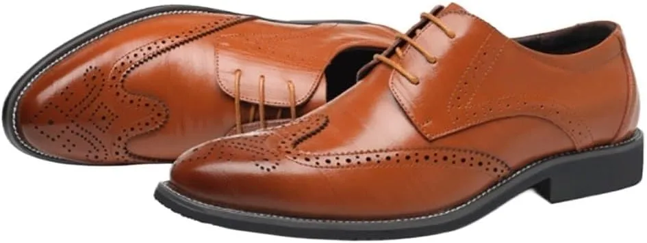 Mens Oxford Dress Shoes Casual Comfort Orthopedic Lace Up Brogue Wingtip Platform Classic Shoes for Men Stylish