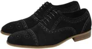 Men's Oxford Shoes Wedding Shoes Casual Shoes Lace-Up Suede Upper Round Toe Brogue Design Adhesion Technology Cushioning Shock Absorption