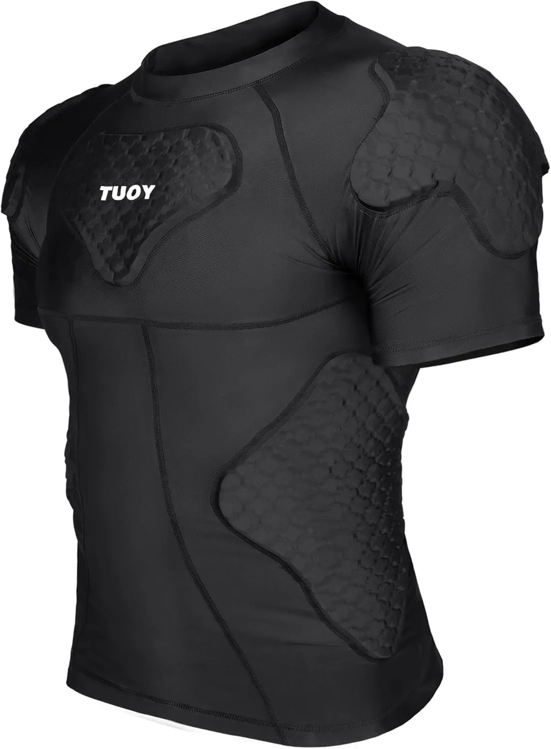 Men's Padded Compression Shirt Football Shoulder Pad Rib Protector, Chest Guard for Adult Baseball Basketball Protective Gear