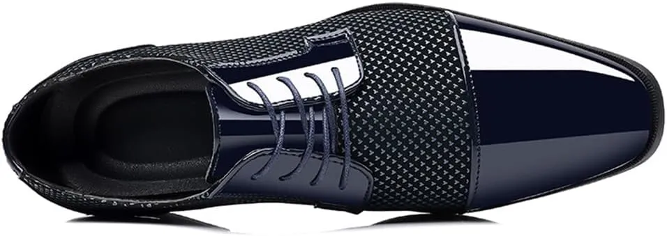Men's Patent Tuxedo Dress Shoes Classic Lace-up Formal Business Shoes Oxfords
