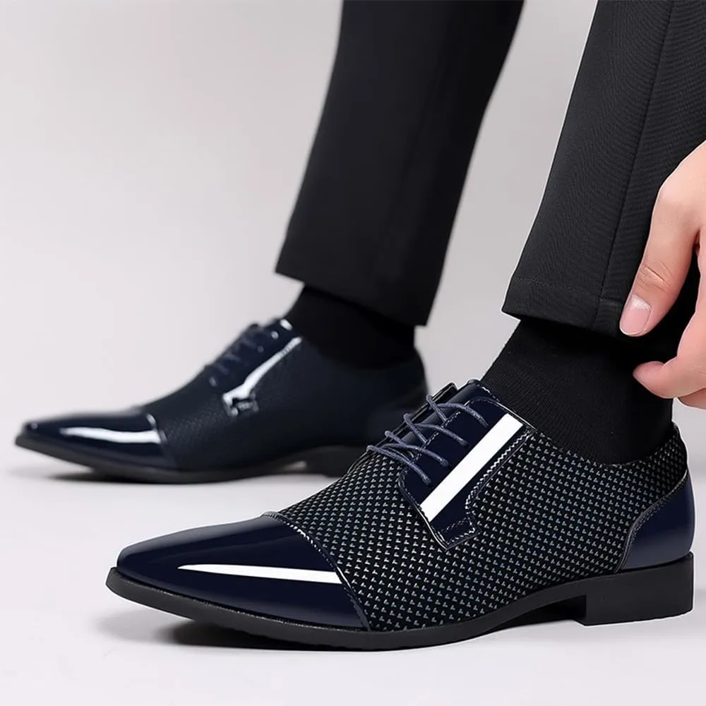 Men's Patent Tuxedo Dress Shoes Classic Lace-up Formal Business Shoes Oxfords