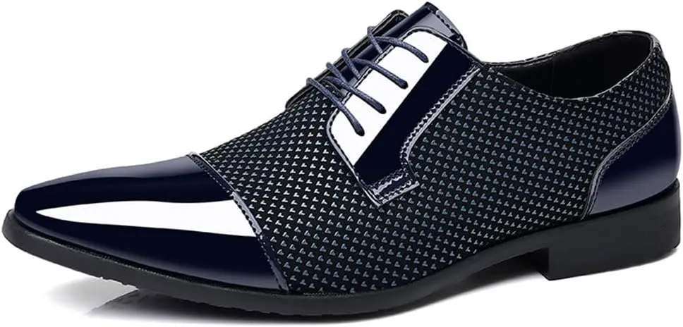 Men's Patent Tuxedo Dress Shoes Classic Lace-up Formal Business Shoes Oxfords