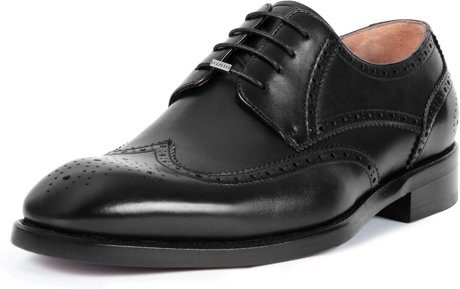 Men's Round Toe Dress Oxfords Shoes Brogue Genuine Leather Lace-Up Oxford Derby Shoes