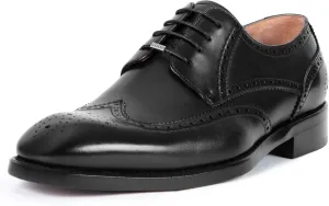 Men's Round Toe Dress Oxfords Shoes Brogue Genuine Leather Lace-Up Oxford Derby Shoes