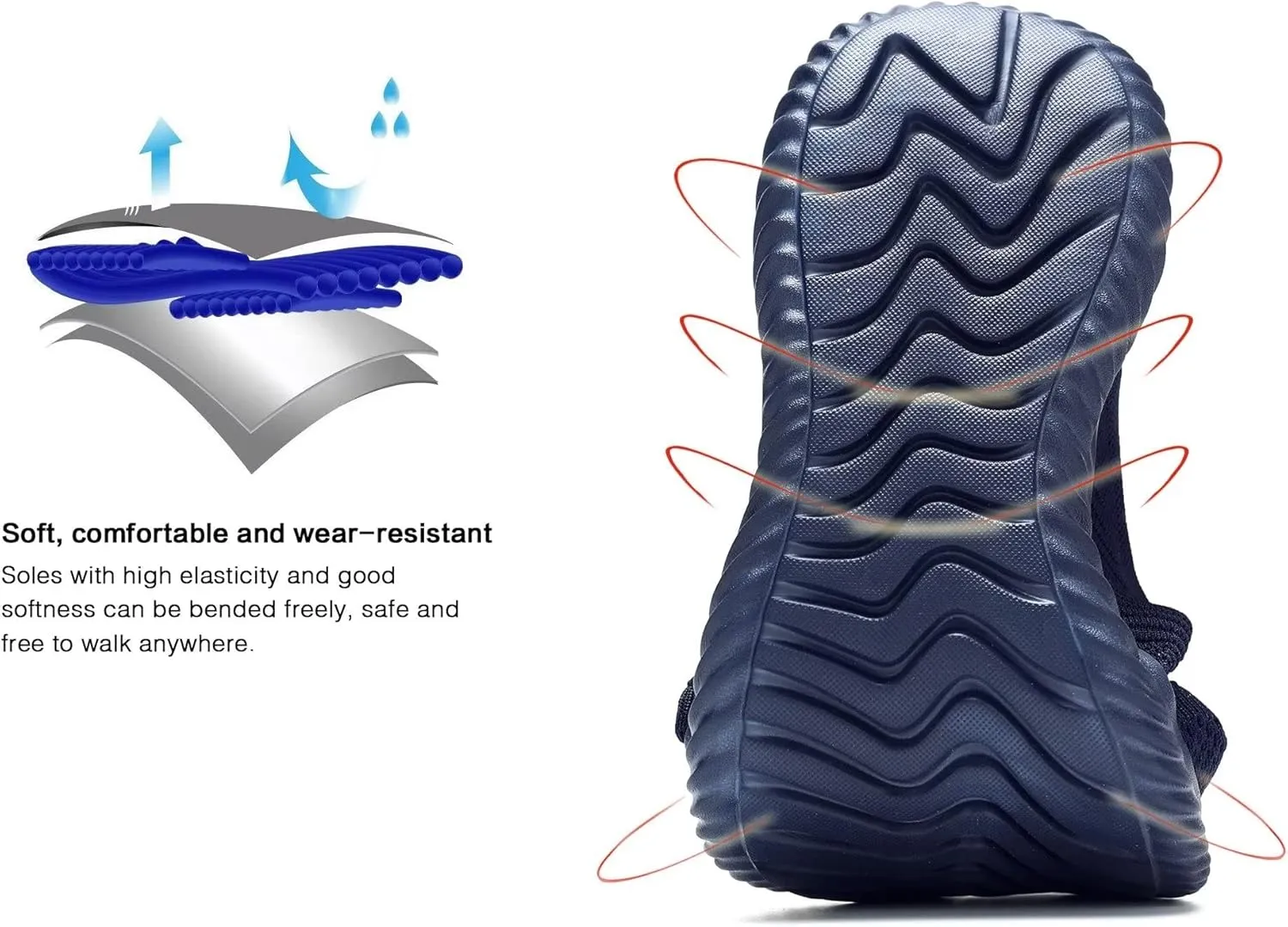 Mens Running Shoes Slip on Walking Tennis Sneakers Lightweight Breathable Mesh Workout Casual Sports Shoes Soft Sole