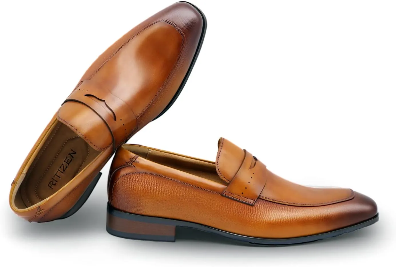 Men's Slip on Oxford Dress Shoes Classic Handmade Calfskin Manufacturing More Compact, Choose The Right Size to Modify The Foot Shape