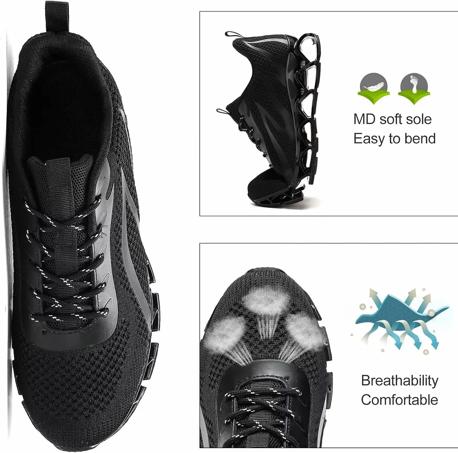 Mens Slip on Running Walking Shoes Blade Tennis Casual Fashion Sneakers Comfort Non Slip Work Sport Athletic Trainer