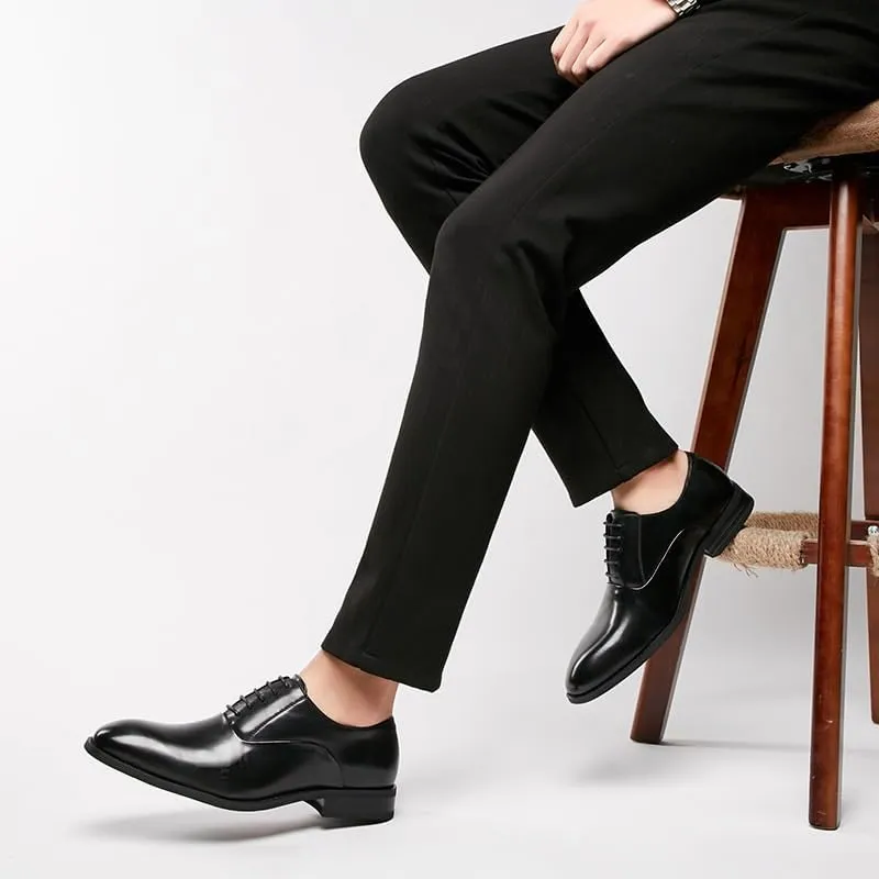 Mens Soft Leather Dress Shoes British Style Lace Up Business Formal Shoes Genuine Leather Office Wedding All Season