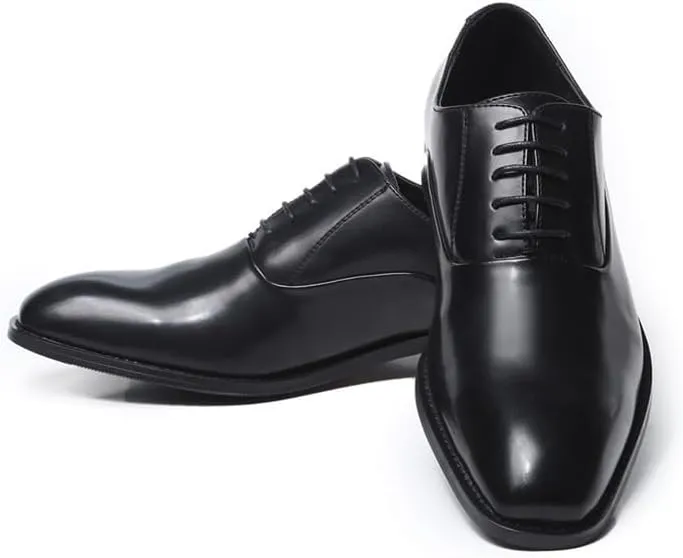 Mens Soft Leather Dress Shoes British Style Lace Up Business Formal Shoes Genuine Leather Office Wedding All Season