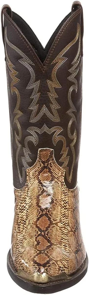 Men's Western Cowboy Boots Pointed Toe Leather Mid-Calf Chelsea Boots Vintage Rider Boots
