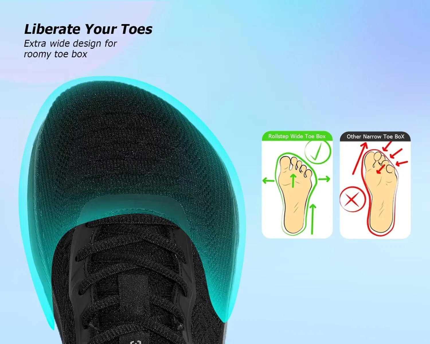 Men's Wide Toe Walking Shoes Casual Trail Running Sneakers Cross-Trainer Tennis Non Slip Athletic Gym Workout Soft Sole