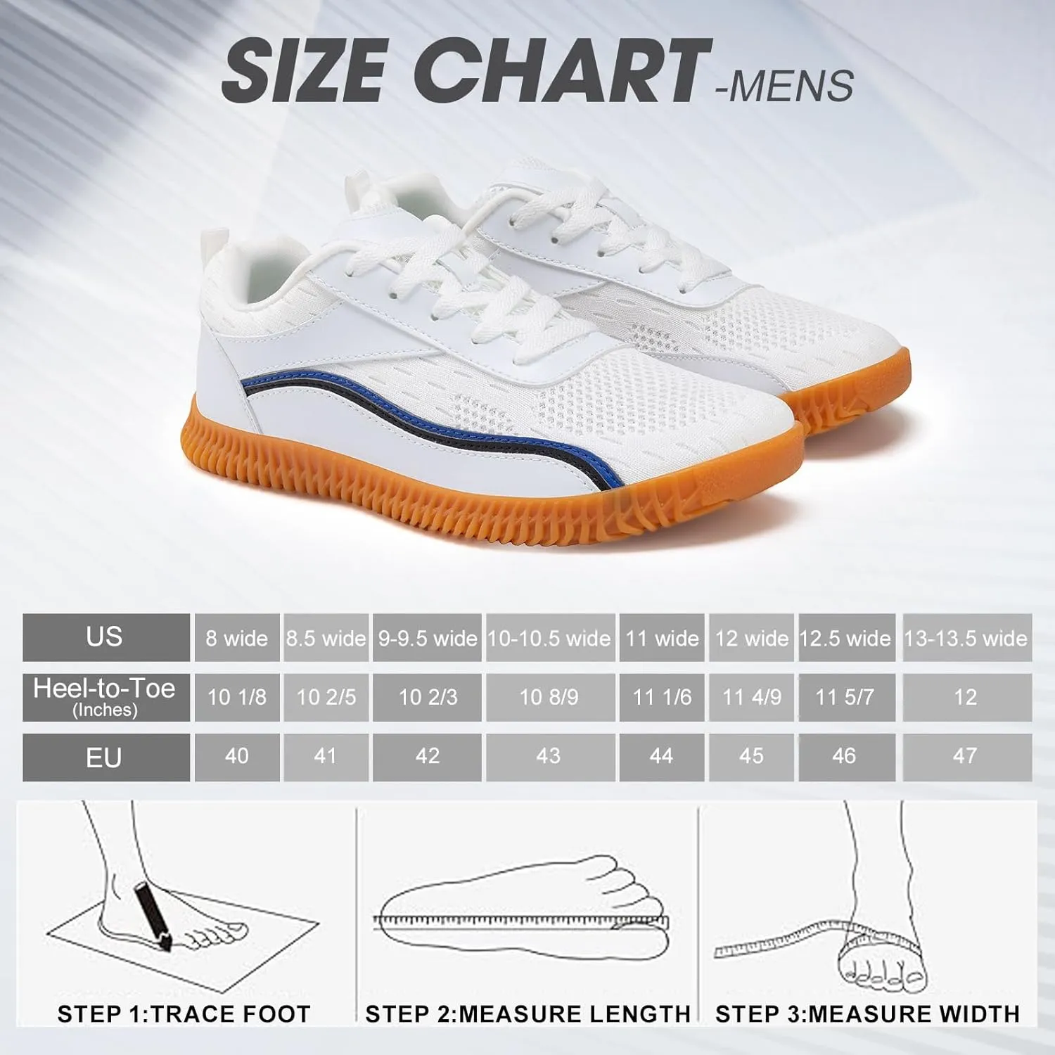 Men's Wide Width Sneakers, Extra Wide Toe Box, Minimalist Barefoot Trail-Running Gym Cross Trainer Shoes, White, Wide