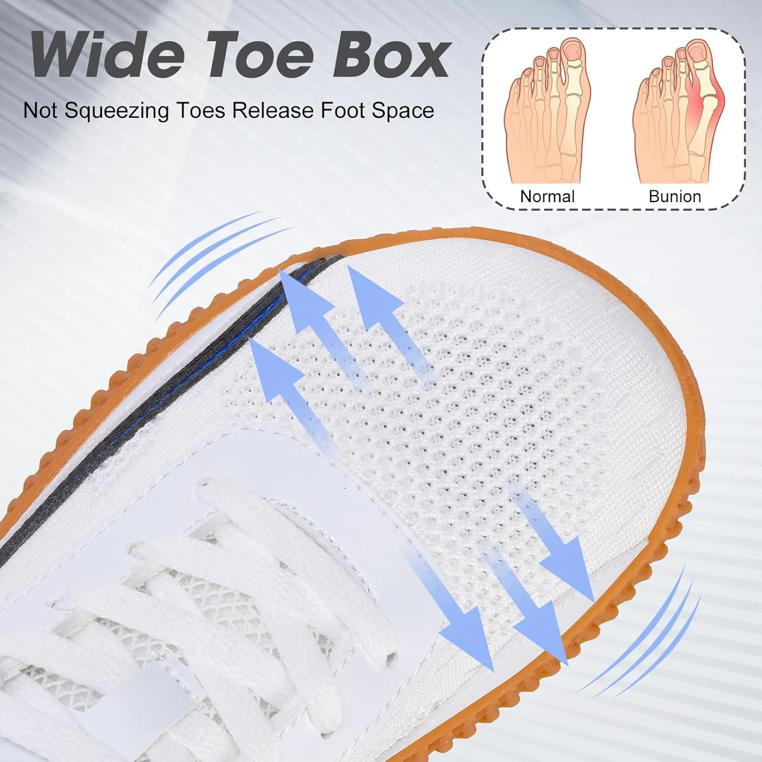 Men's Wide Width Sneakers, Extra Wide Toe Box, Minimalist Barefoot Trail-Running Gym Cross Trainer Shoes, White, Wide