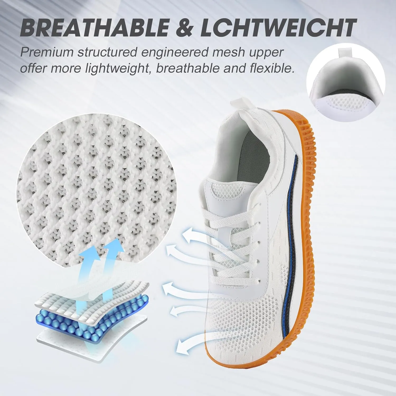 Men's Wide Width Sneakers, Extra Wide Toe Box, Minimalist Barefoot Trail-Running Gym Cross Trainer Shoes, White, Wide