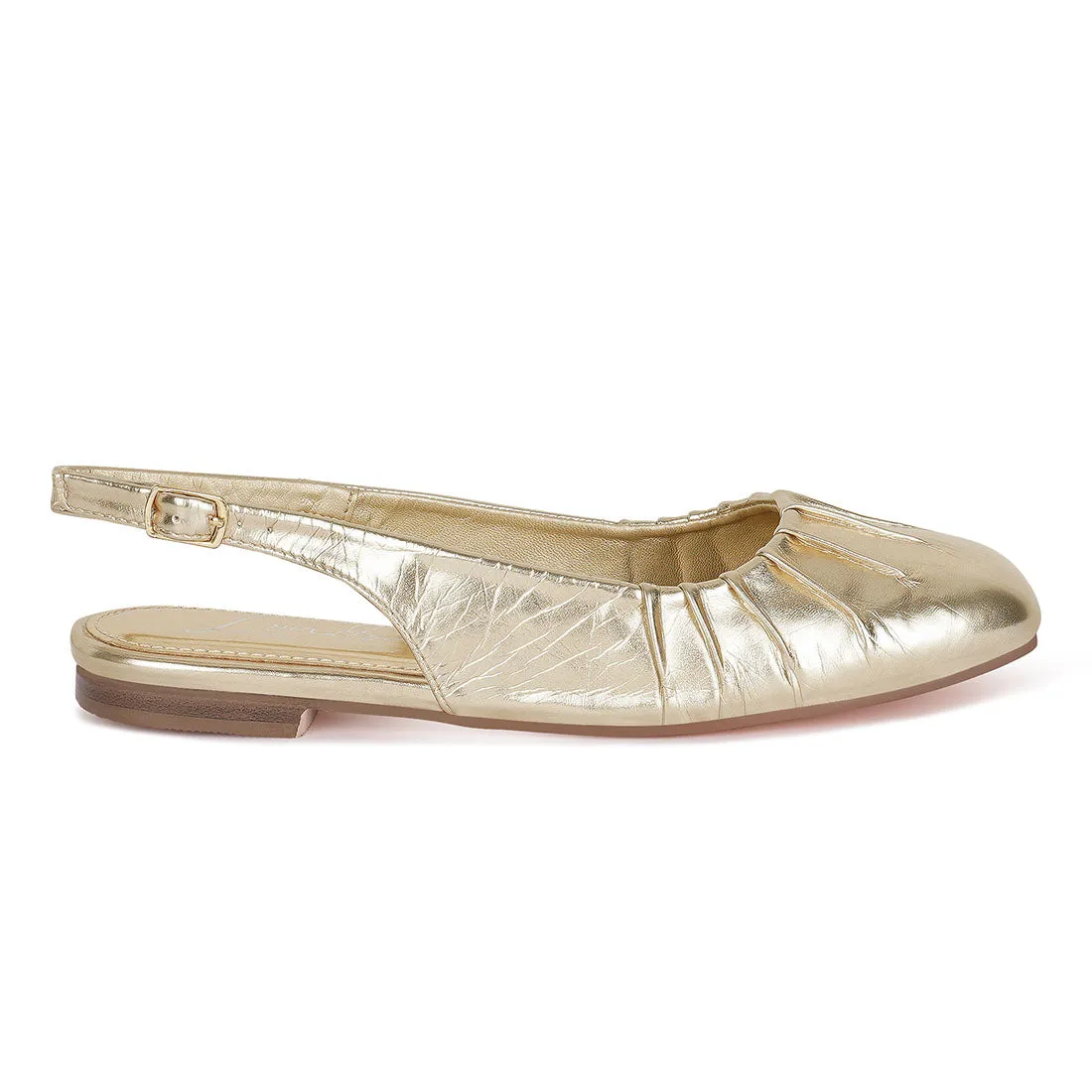 Metallic Square Toe Flat Slingbacks