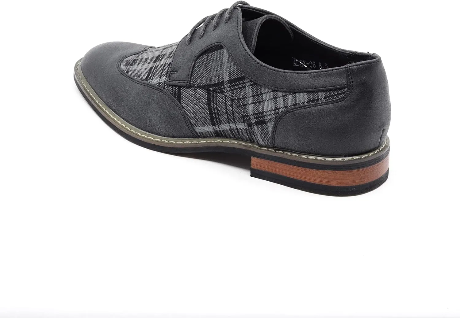 Metrocharm MET525-1 Men's Plaid Lace Up Wing Tip Classic Oxford Dress Shoes