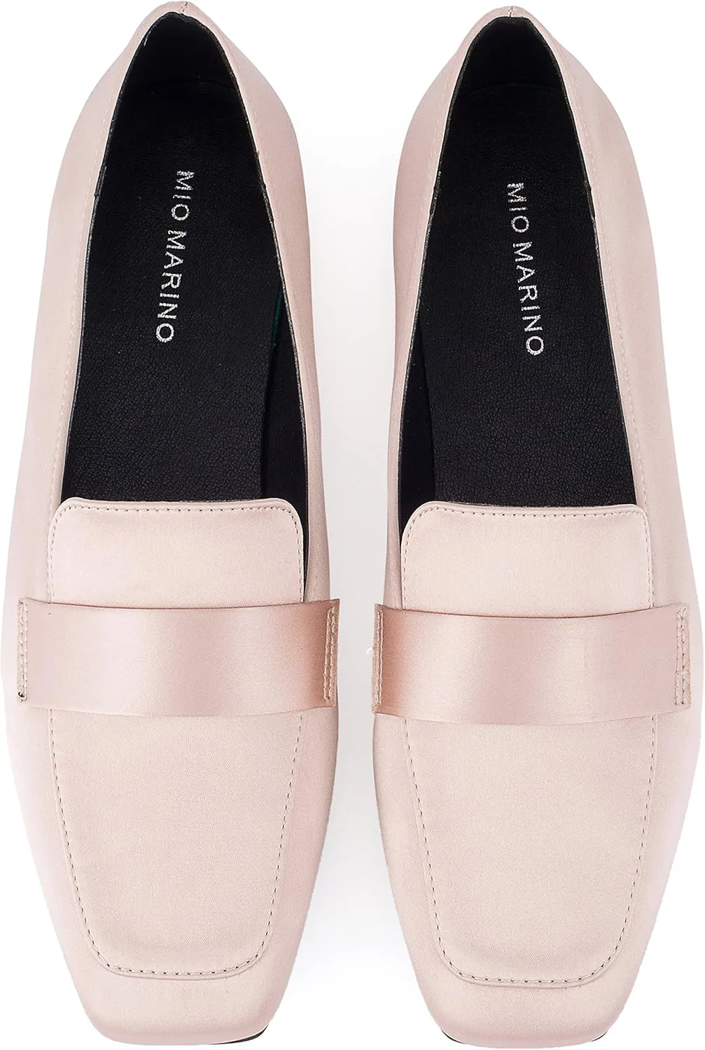 Mio Marino Comfortable Flat Dress Shoes for Women - Square Toe Satin Flats