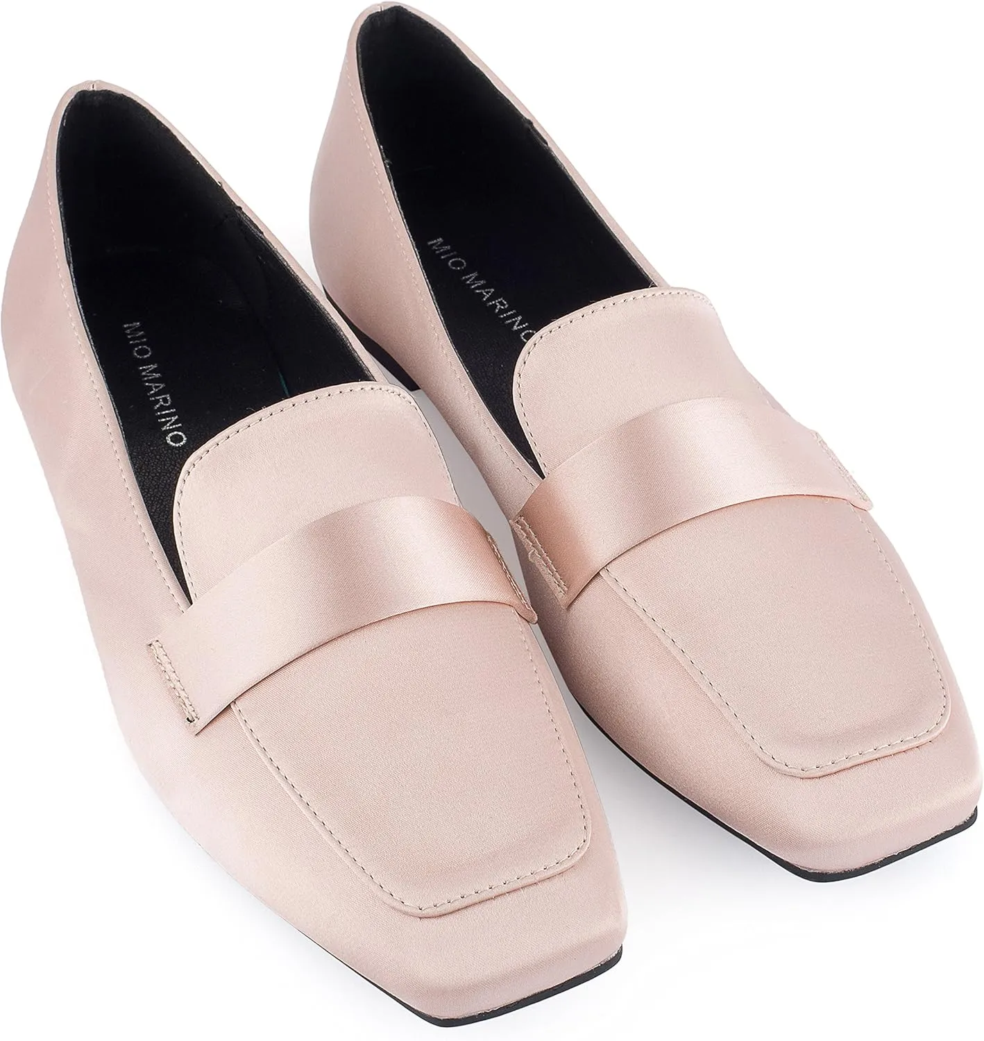 Mio Marino Comfortable Flat Dress Shoes for Women - Square Toe Satin Flats