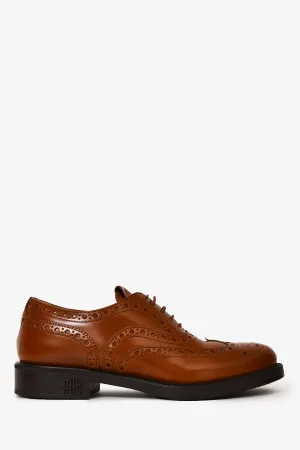 Miu Miu x Church's Brown Brushed Leather Oxford Brogue Shoes Size 36.5
