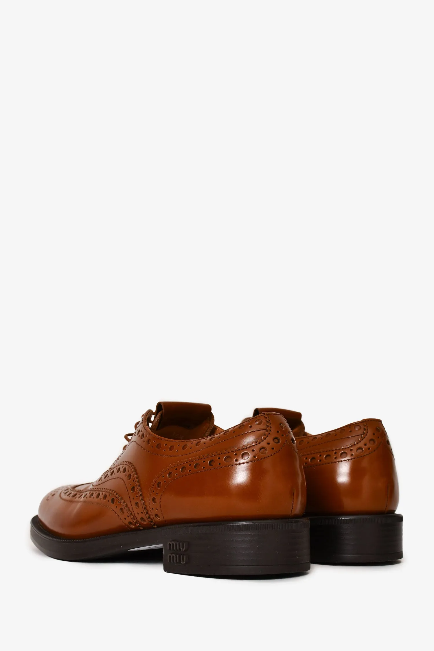 Miu Miu x Church's Brown Brushed Leather Oxford Brogue Shoes Size 36.5